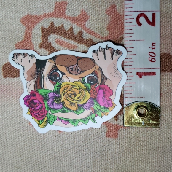(J) Floral Pug Dog Sticker Doggie Dog Mom Puppy - Picture 4 of 5
